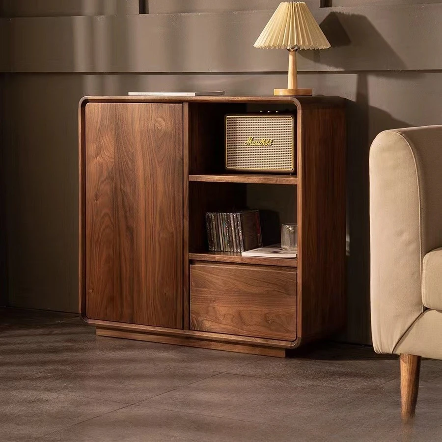 

Customizable sofa edge black walnut modern simple Nordic led luxury side cabinet