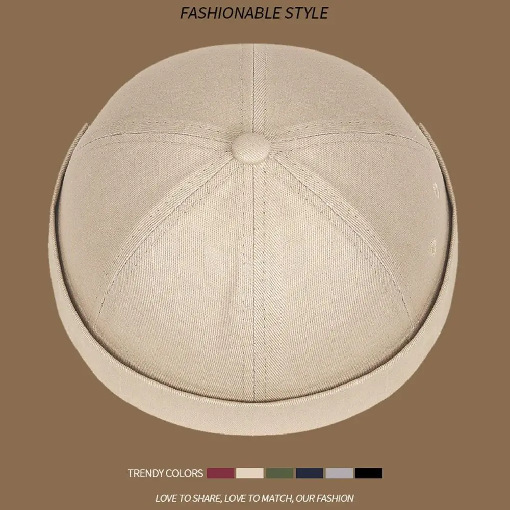 Modische verstellbare Beanie-Mütze aus Baumwolle, einfarbig, Hip-Hop-Kappe, Sonnenschutzmütze, Damen-Hüte und -Kappen – Detail 3