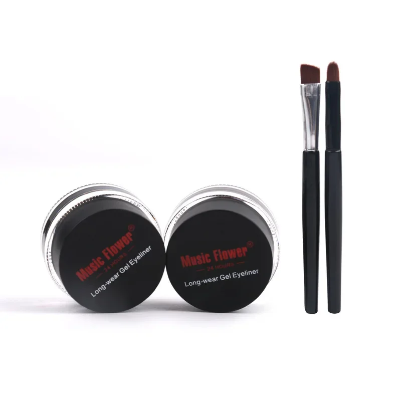 Music Flower-Ensemble de maquillage 2 en 1 pour les yeux, eye-liner gel noir et café, cosmétiques imperméables, M1007