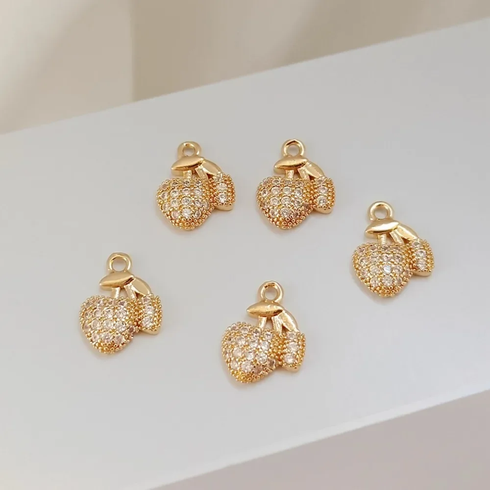 

14K Gold-plated Zircon Cherry Pendant 12*9mm Handmade DIY Jewelry Accessory