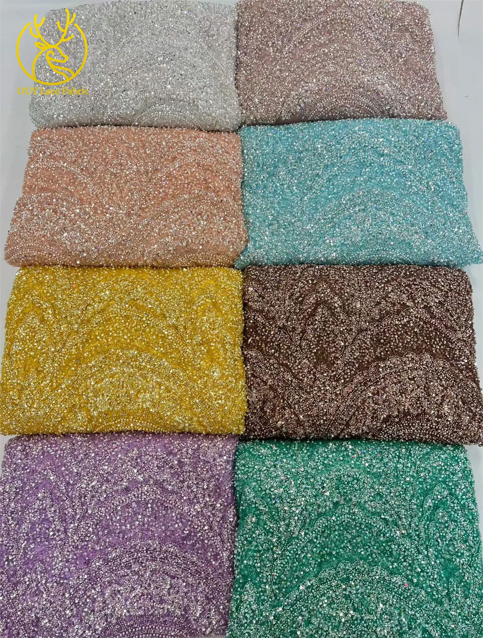 Luxuriöser nigerianischer Tüll mit Stickereien und Perlen – Hochwertiger afrikanischer Mesh-Spitzenstoff für Damen-Abendkleider und Partykleider 2026 zum Nähen – Detail 3