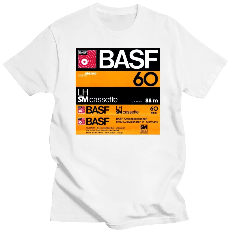 T-Shirt BASF Tape Cassettes Retro Vintage Audiophiles Unisex Heavy Cotton Tee