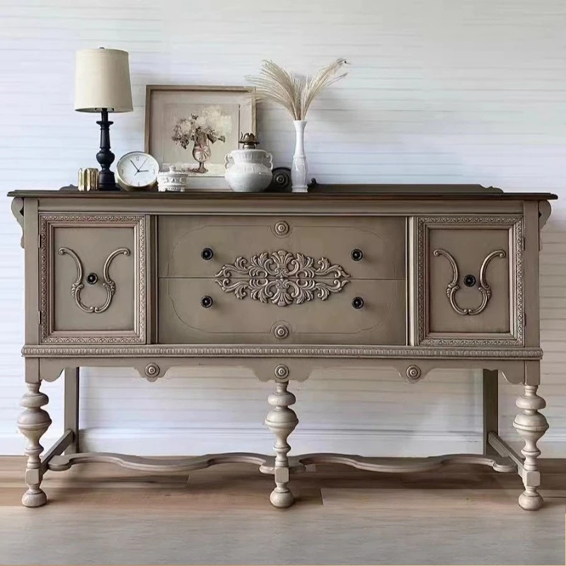 

entrance , American country , furniture solid wood carving flower decoration , storage