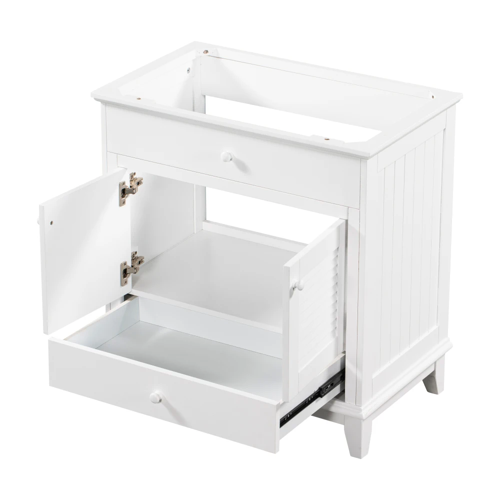 Mueble de baño de 30" con lavabo, mueble de baño con dos puertas y un cajón, blanco