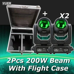 With Flight Case 2Pcs/lot LED Moving Head Light 200W Beam+Spot+18 Rotating Prisms+Rainbow Effect Dj Dmx Stage Effect Light Disco