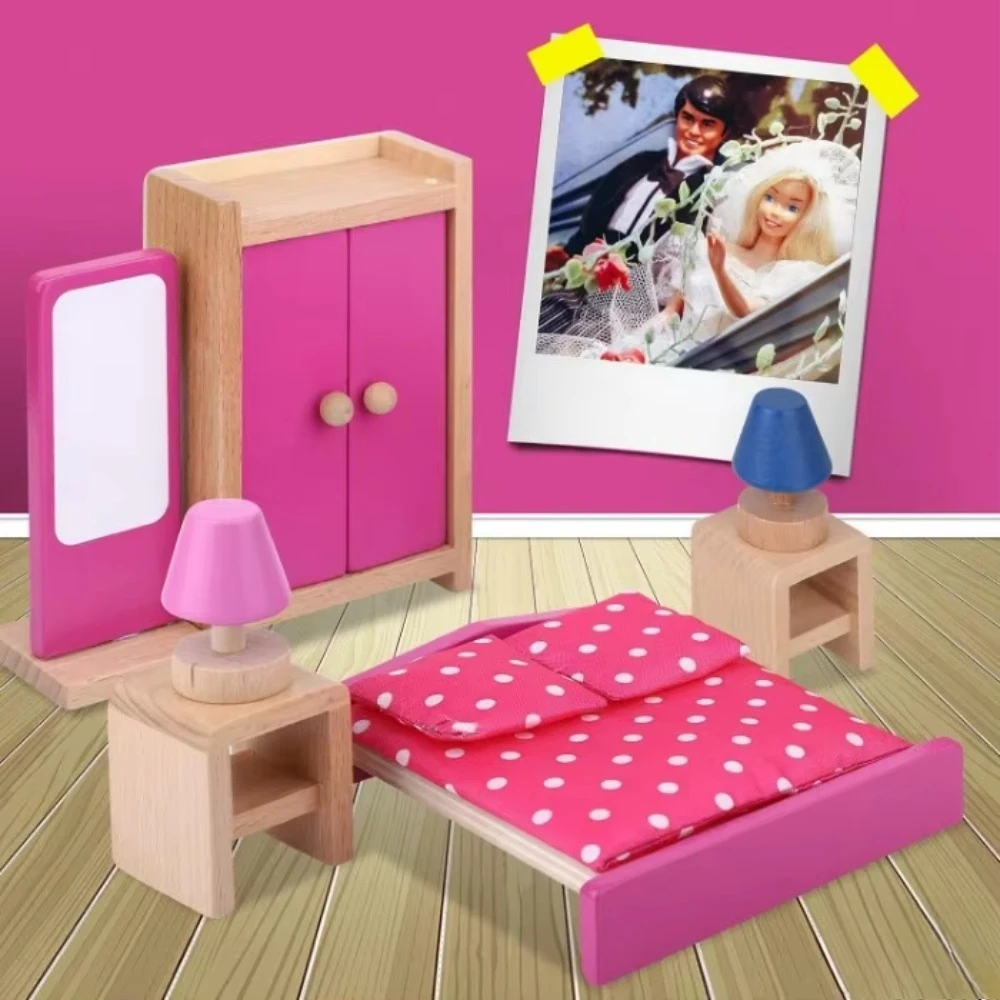 Neues Upgrade Premium-Puppenhausmöbel-Set aus Holz – 49 Stück, 7 Zimmer – Puppenhaus-Möbel- und Zubehör-Set, heißer Verkauf!