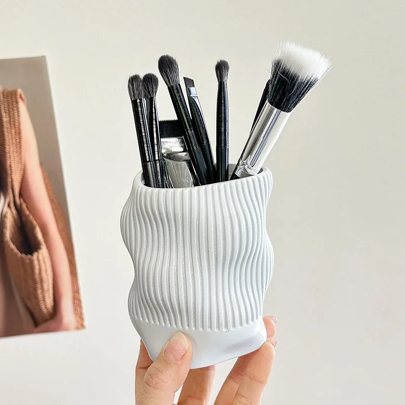 

Water Ripples Flowerpot Cement mould Irregular Twisted Waves Pen Holder Makeup Brush Storage Silicone mold Home Decoration