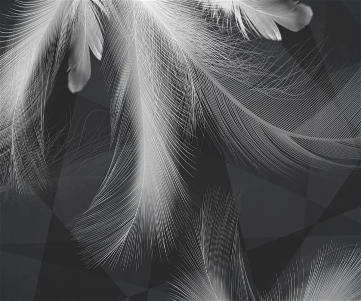 Customize 3D murals of any size, Nordic minimalism, watercolor, white feather wallpaper, home decor, black feather wall mural
