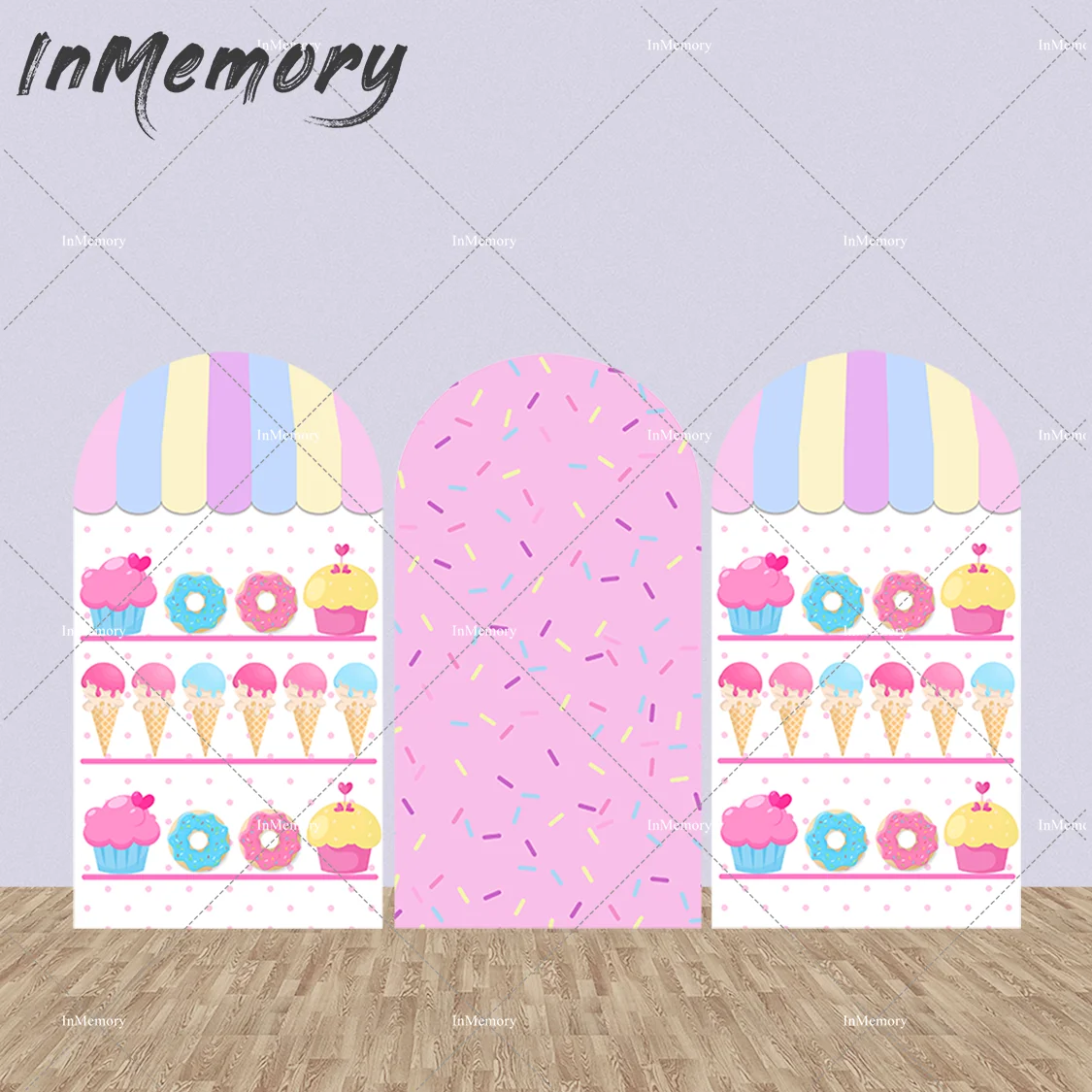 Sweet Candy Donut Ached Wall Chiara Backdrop Cover Arch Stand Frame Ice Cream Birthday Party Background Photography Double Side