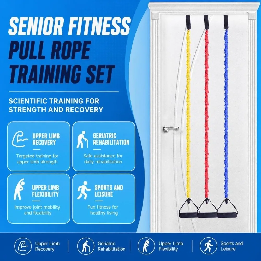 Handheld Door-Anchor Resistance Band 30 Lbs 20 Lbs 10 Lbs Durable Resistance Exercise Band Sturdy Elastic