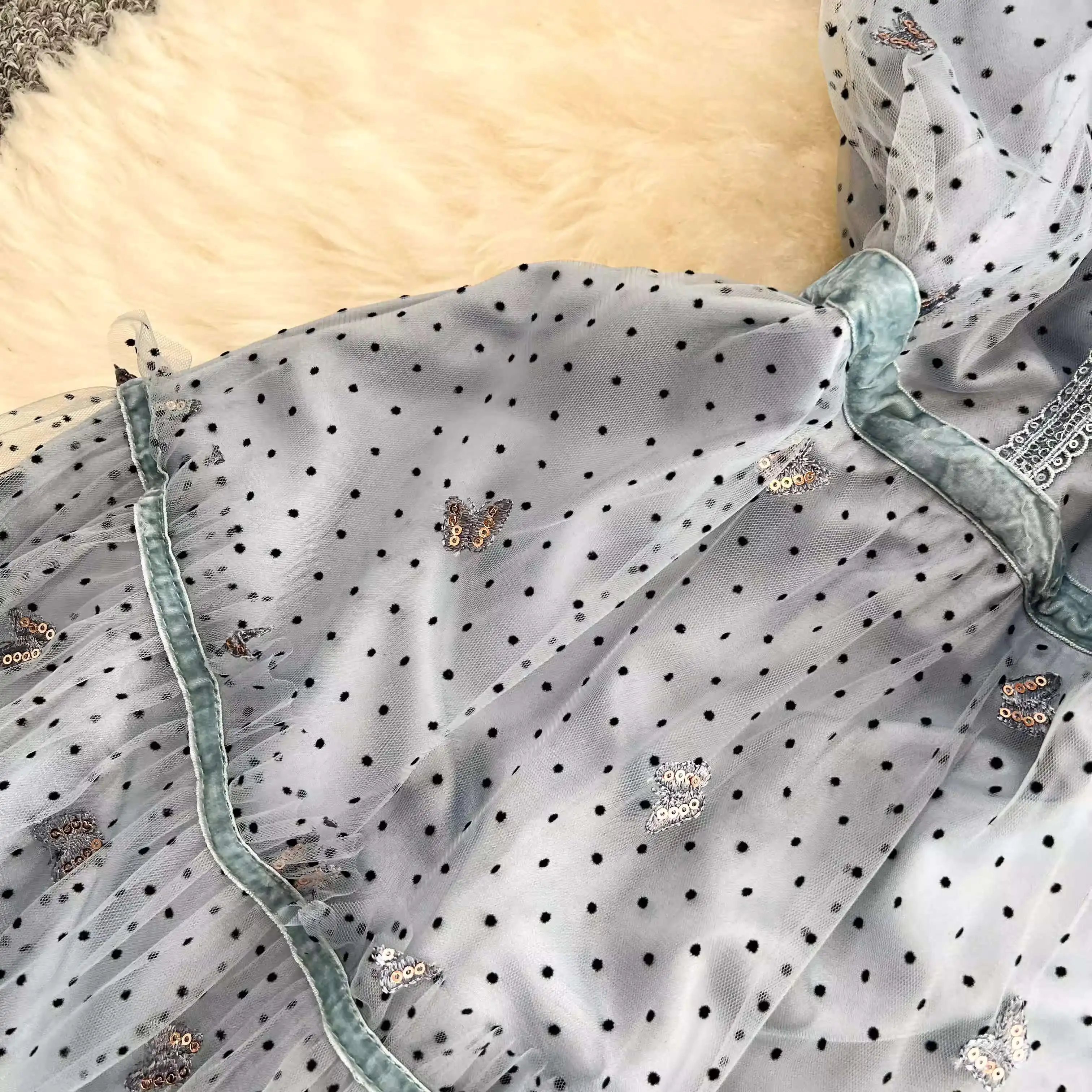 Robe longue brodée élégante pour femmes, manches courtes, points papillon, mi-longue, robes de bal de luxe au Crochet, robes de soirée, été