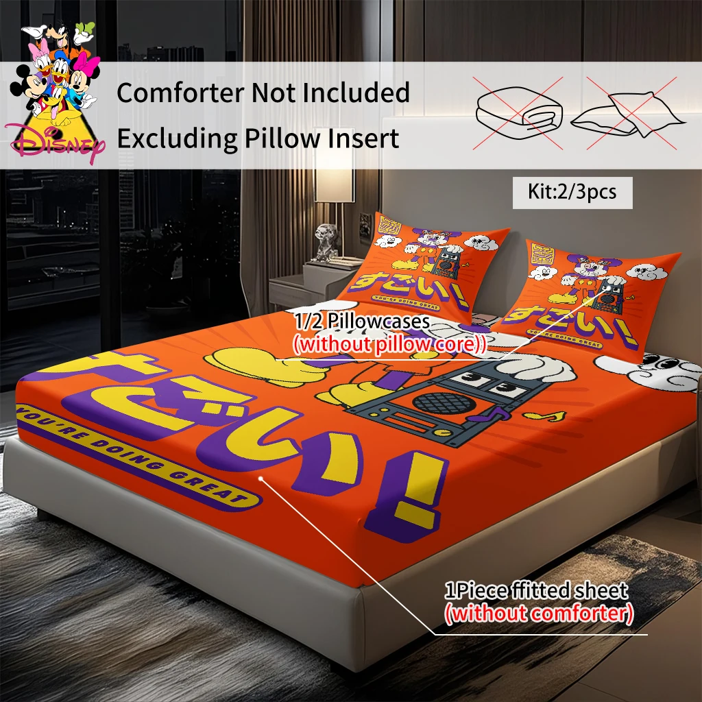 مجموعة ملاءات ديزني ميكي المجهزة مكونة من 2/3 قطعة، طباعة رقمية مريحة ولطيفة وناعمة هدية العيد للعائلة والأصدقاء