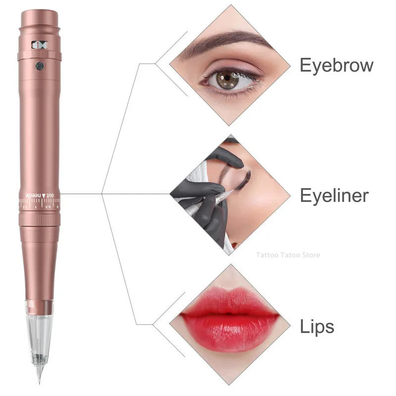 Wireless Permanent Makeup Tattoo Machine Microblading Eyebrow Lips Machine Dermographs Pen Bayonet Mixed Needle Beauty Tool Set