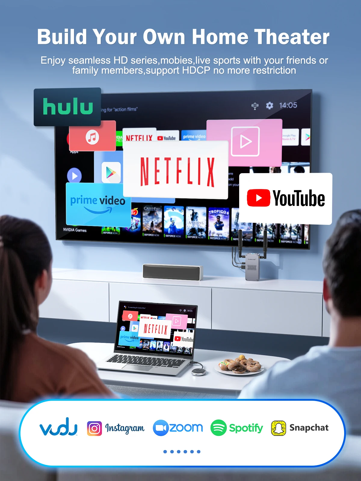 Picture 7: Lemorele Wireless HDMI Transmitter and Receiver Extender Kit Video Transceiver 1080P Display Adapter for TV PC Monitor Projector