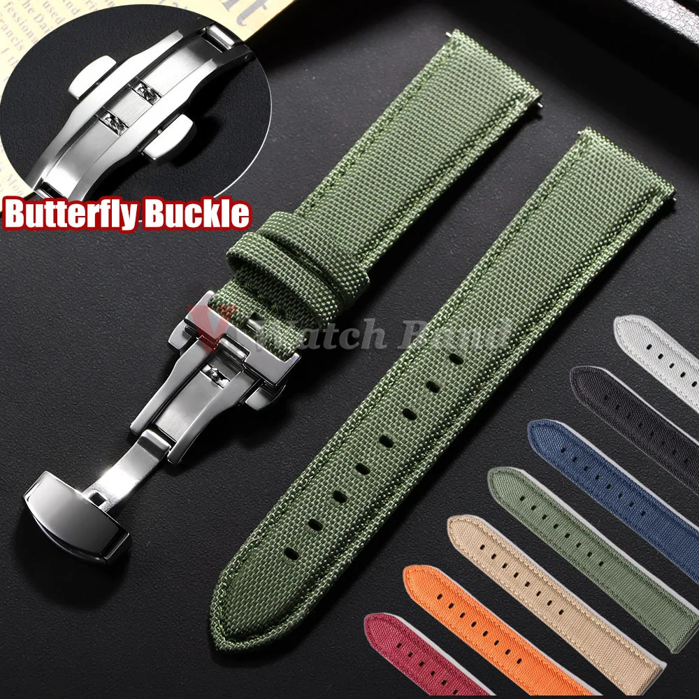20mm 22mm Uhrenarmband für Omega Zweiseitiges Nylon-Rindsleder-Uhrenarmband für Rolex Band Sportarmband Schnellverschluss-Gürtelzubehör