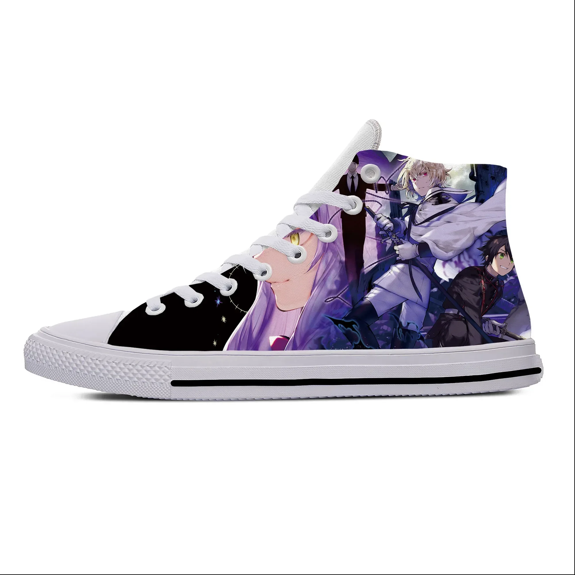 Sapatos casuais de anime japonês para homens e mulheres, manga Owari não, serafim do fim, tênis respiráveis, top alto, leve, sapatos de tábua quente