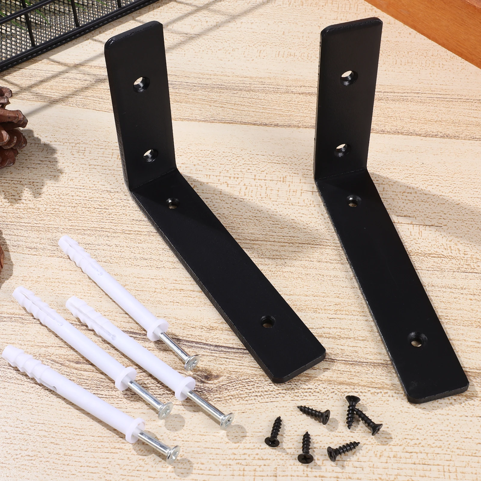 

2 Pcs L Shaped Brackets Black 145mm 30mm 5mm Shelf Wall Mount Floating Supports Metal Hardware Home Office Studio Use