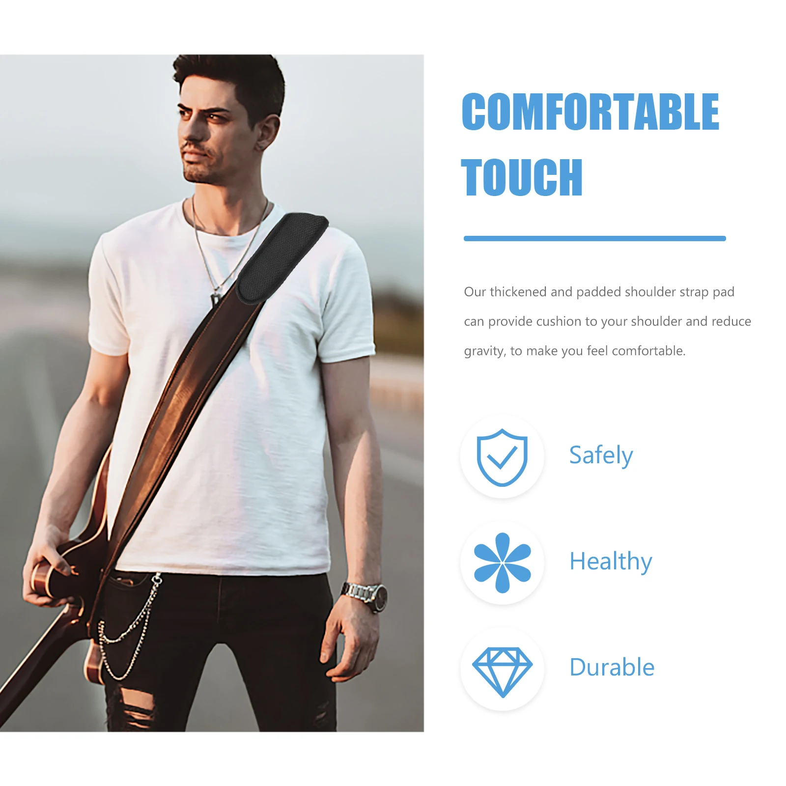 

2pcs Black Oxford Guitar Strap Shoulder Pads Cushion Thickened NonSlip Detachable for Backpacks Camera Laptop Bags