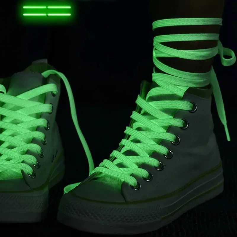 1/2pair 5 Colors Luminous Shoelaces Flat Suitable For All Shoes Fluorescent laces Party Get together Night run Unisex Shoelace