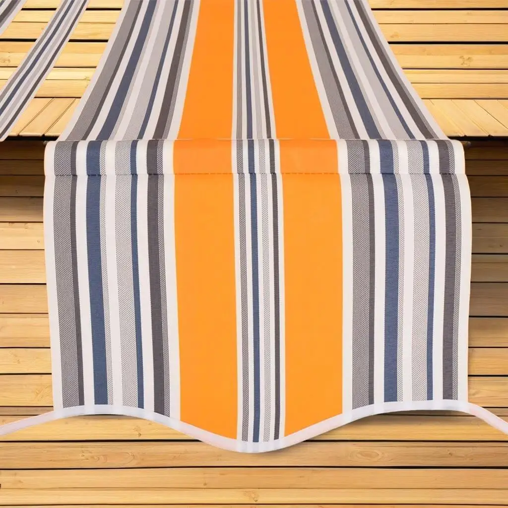 100cm Manual Retractable Awning - Yellow & Blue Striped Canopy for Outdoor Shade