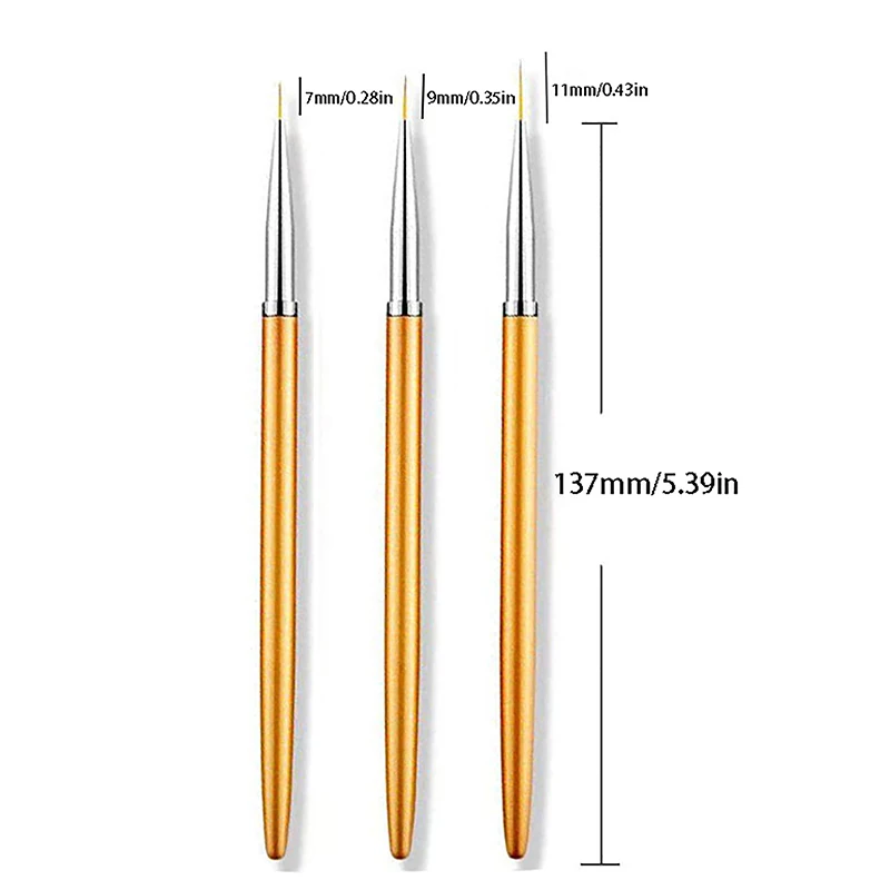 ネイルアート用フレンチブラシのセット,3つの部分,プロのマニキュアツール,DIY,描画ペン,UVジェル,絵画,サロン