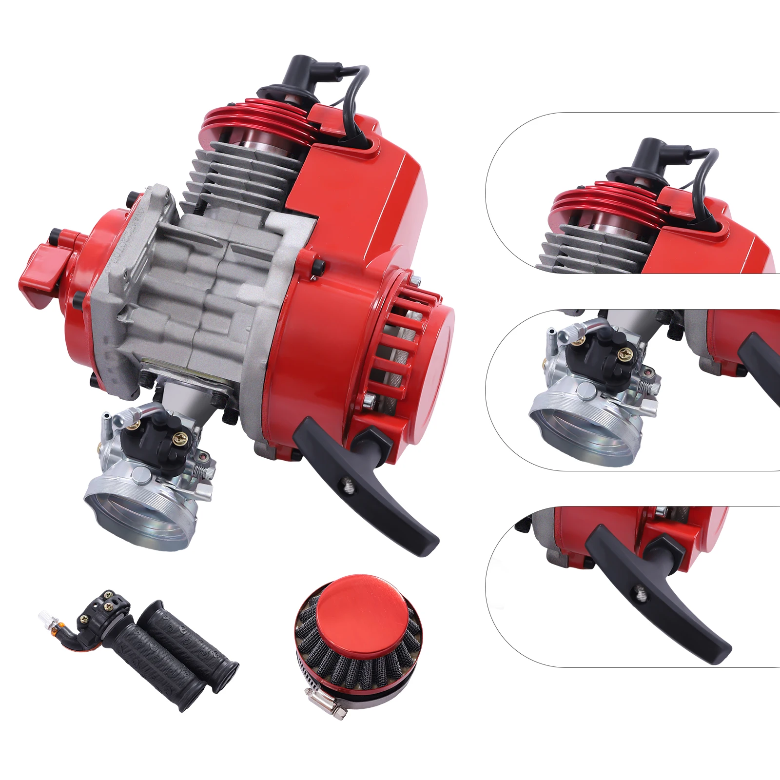 محرك سحب البداية 6 أسنان، 2 شوط 49CC للدراجة الترابية الصغيرة دراجة الجيب سكوتر ATV، ألومنيوم، 12500 دورة/دقيقة