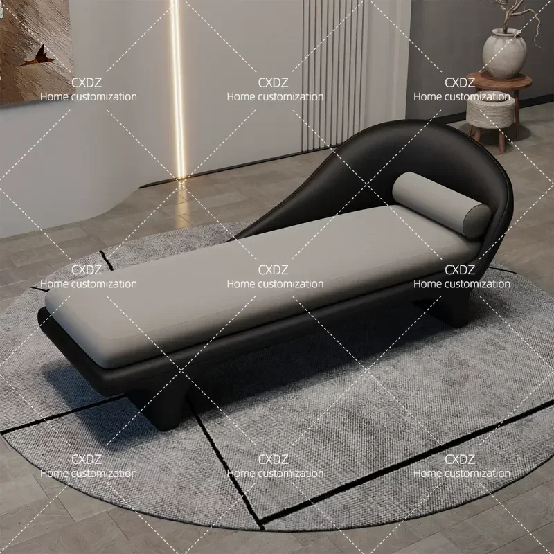 Modern Orange Leather Curved Lounge Chair Minimalist Design Removable Washable Seat Cushion Lazy Sofa for Living Room