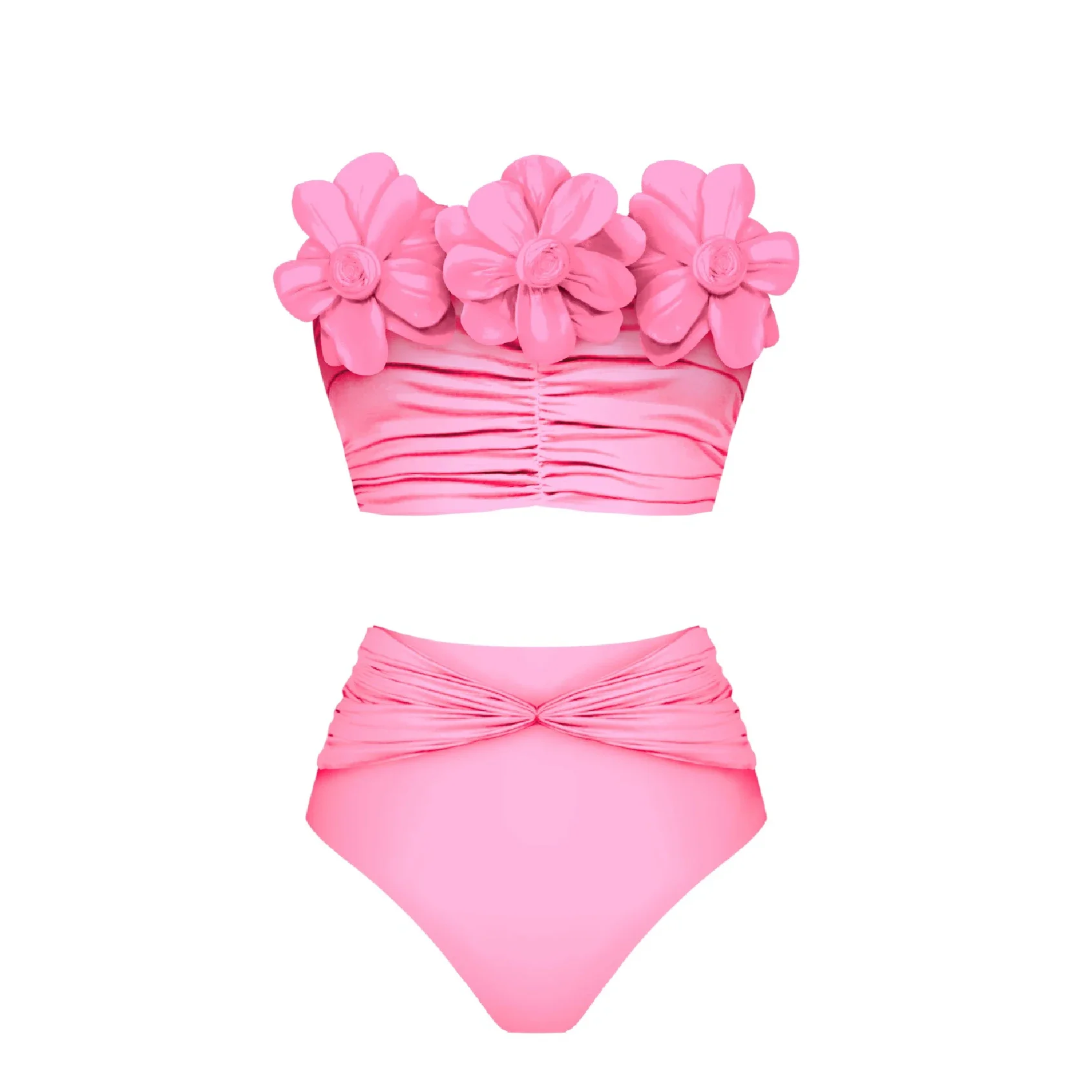 黒、白の花ビキニセットカバーアップ高級女性水着セクシーな水着ハイウエスト Biquini ピンク水着ビーチ衣装