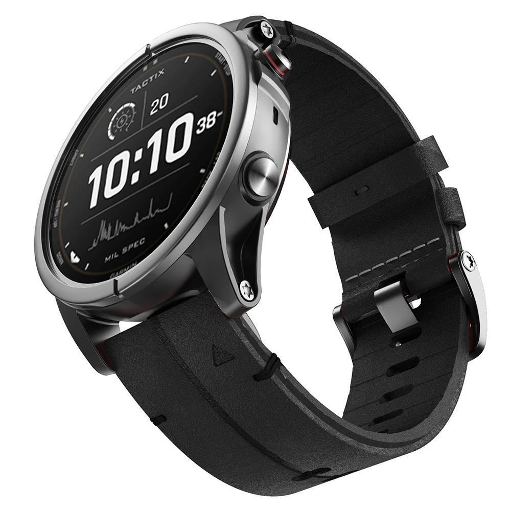 Imagem -04 - Pulseira de Relógio de Couro para Garmin Fenix Pulseira Quickfit Pulseira para Garmin Fenix 7x Pro Epix Pro Gen 47 mm 51 mm Forerunner 965 26 mm 22 mm