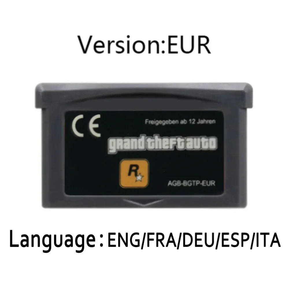 بطاقة وحدة تحكم خرطوشة أوتوماتيكية Grand Theft لألعاب الفيديو GBA لمشغل محمول 32 بت إصدار الولايات المتحدة الأمريكية/EUR