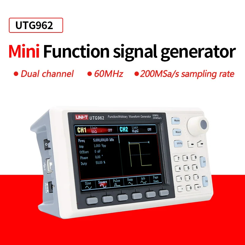 Imagem -02 - Uni-t-function Gerador de Sinal Dual Channel Freqüência Sine Wave Arbitrária Waveform Generator Utg932e Utg962e 30mhz 60mhz