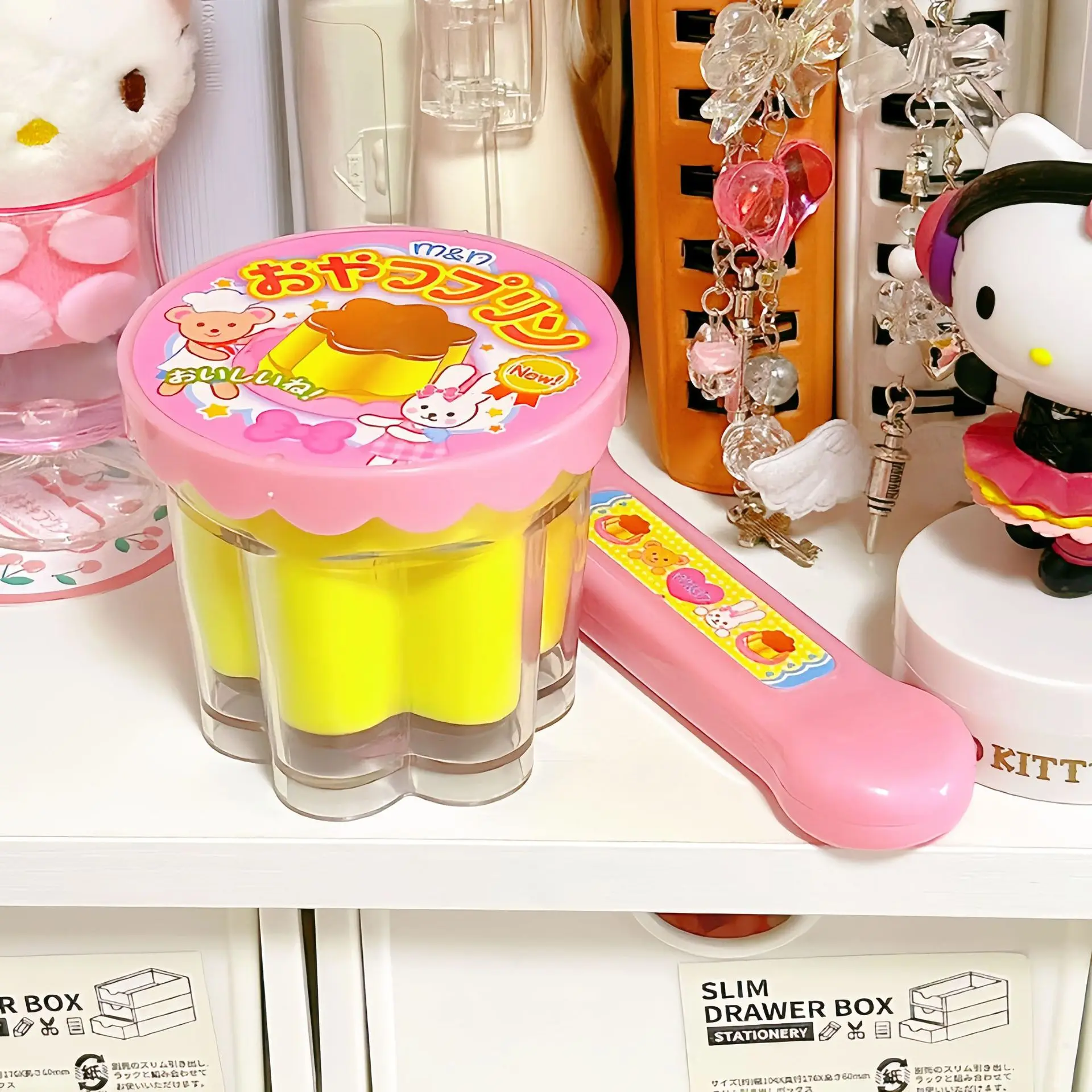 

Feeding Pudding Feeding Toy Cute Pink Jelly Strawberry Pudding Set Desktop Ornament Models Role Play Play House Toys