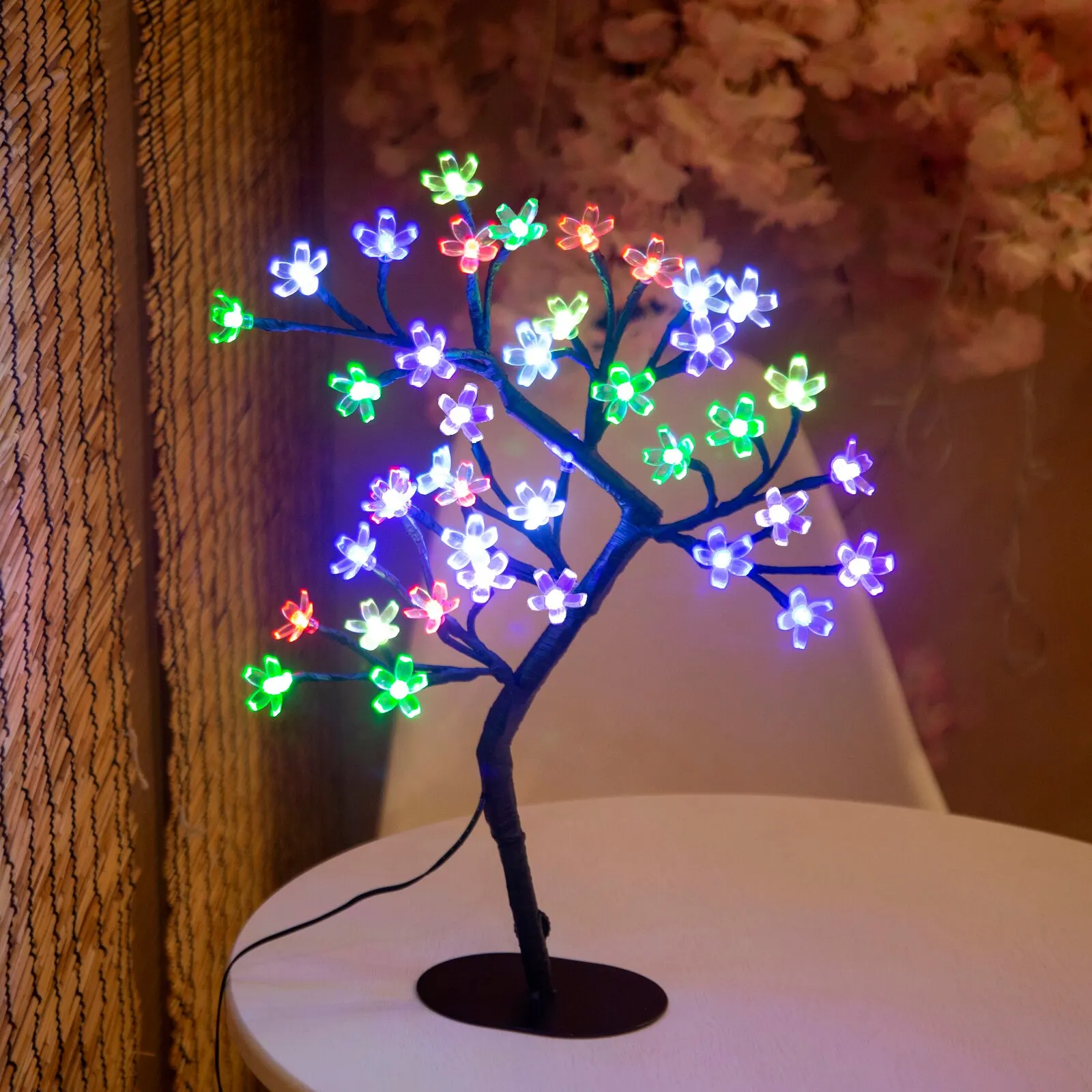 Cherry Blossom Tree Light,17inch 40LED Lighted Tabletop Artificial Flower Bonsai Tree Lamp USB Powered Gifts for Home Decor