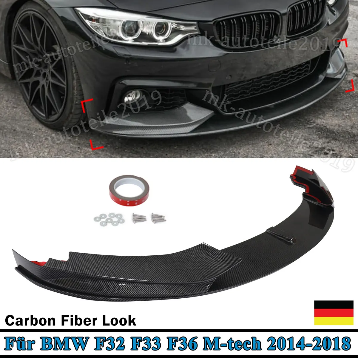 M-Sport Frontstoßstangenlippe Auto-Spoiler Schutzleiste Frontspoiler für BMW F32 F33 F36 430i 430d 440i M Sport 2013 2014 2015 2016 2017 2018 2019 2020