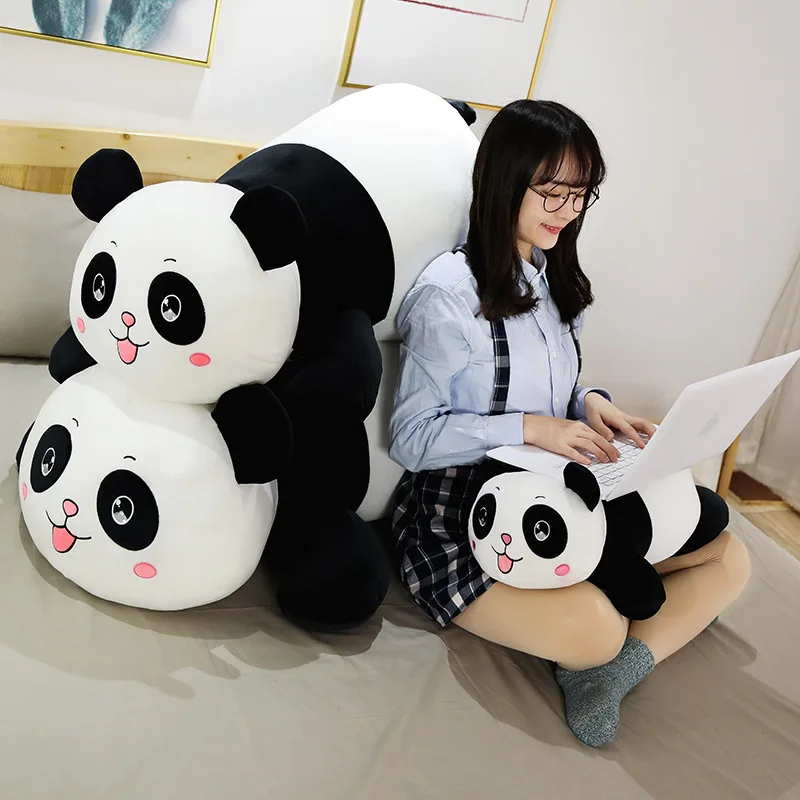 Nuevo lindo muñeco de Panda grande, almohada de animales de juguete de peluche, regalos de cumpleaños y Navidad para niños, juguete de dibujos animados, almohada de peluche de Panda gigante en la cama