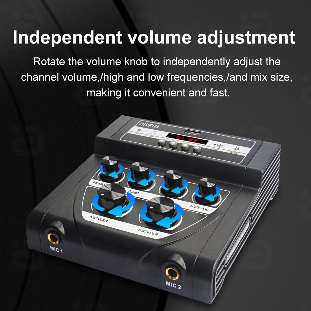 AYINO Multifunction Audio portable Mixer Console Dual microphone with Bluetooth5.0  U disk PC-USB AV audio video input output