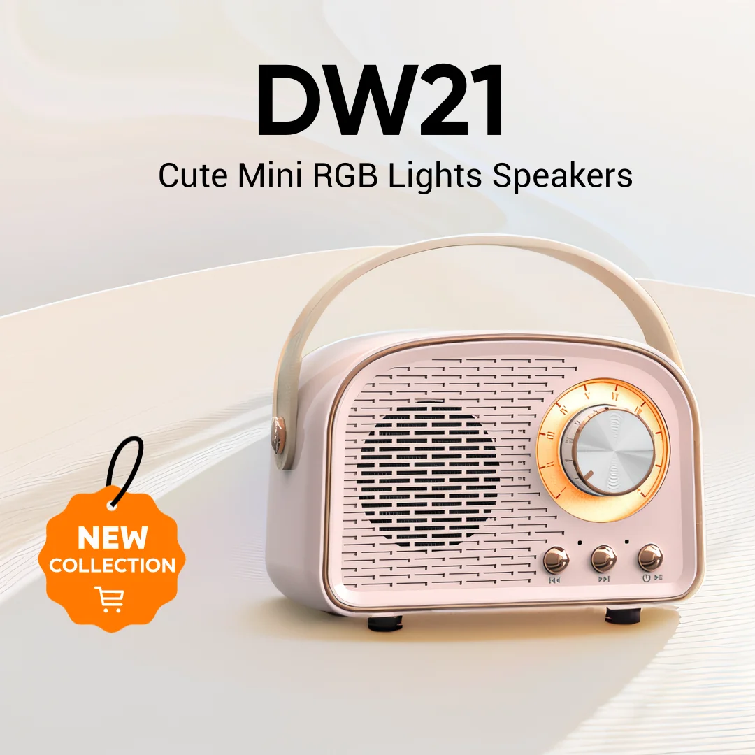 Retro Wireless Bluetooth Speaker DW21 Cute Mini RGB Lights Speakers For Home Outdoor Travel Vintage Decor，Gifts For Girlfriends