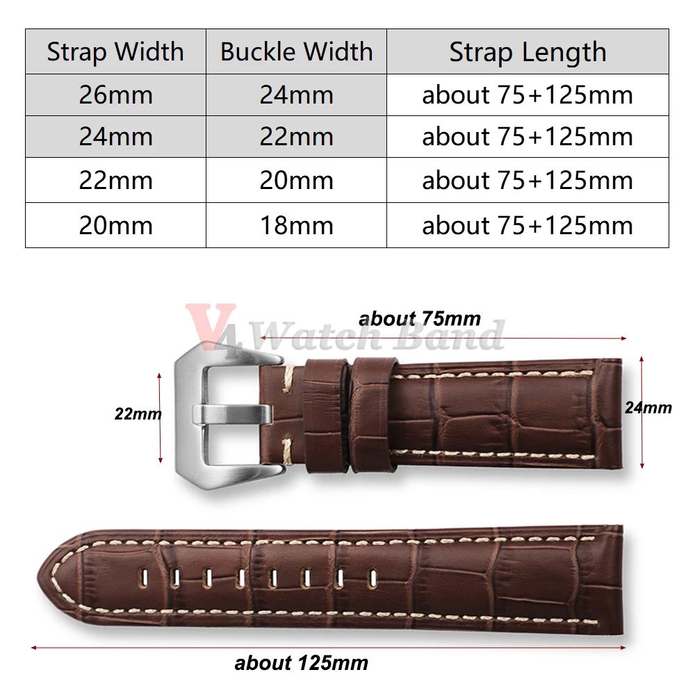جلد طبيعي حزام (استيك) ساعة سوار 20 مللي متر 22 مللي متر 24 مللي متر 26 مللي متر ل بانيراي جلد البقر خمر حزام الساعات لساعة سامسونج جالاكسي 3 4 حزام