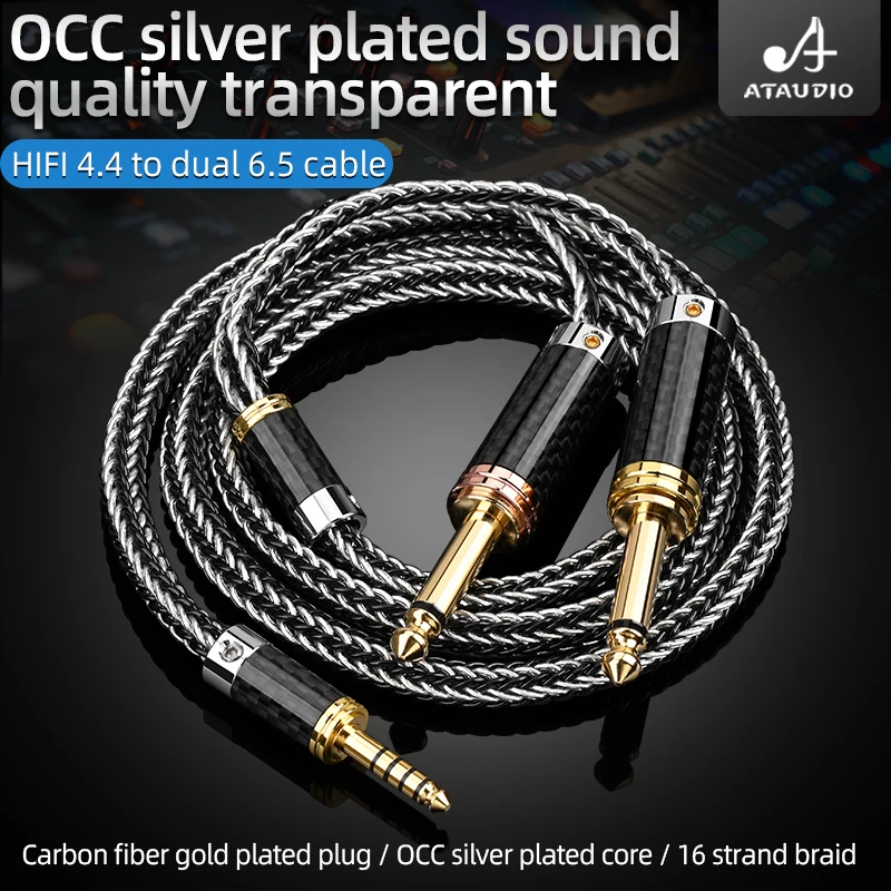 ATAUDIO HIFI Stereo 4.4mm To Dual 6.5mm Audio Cable Male-Male Gold Plated Jack For Mobile Phone/Mixer/Amplifier 4.4 To Dual 6.5