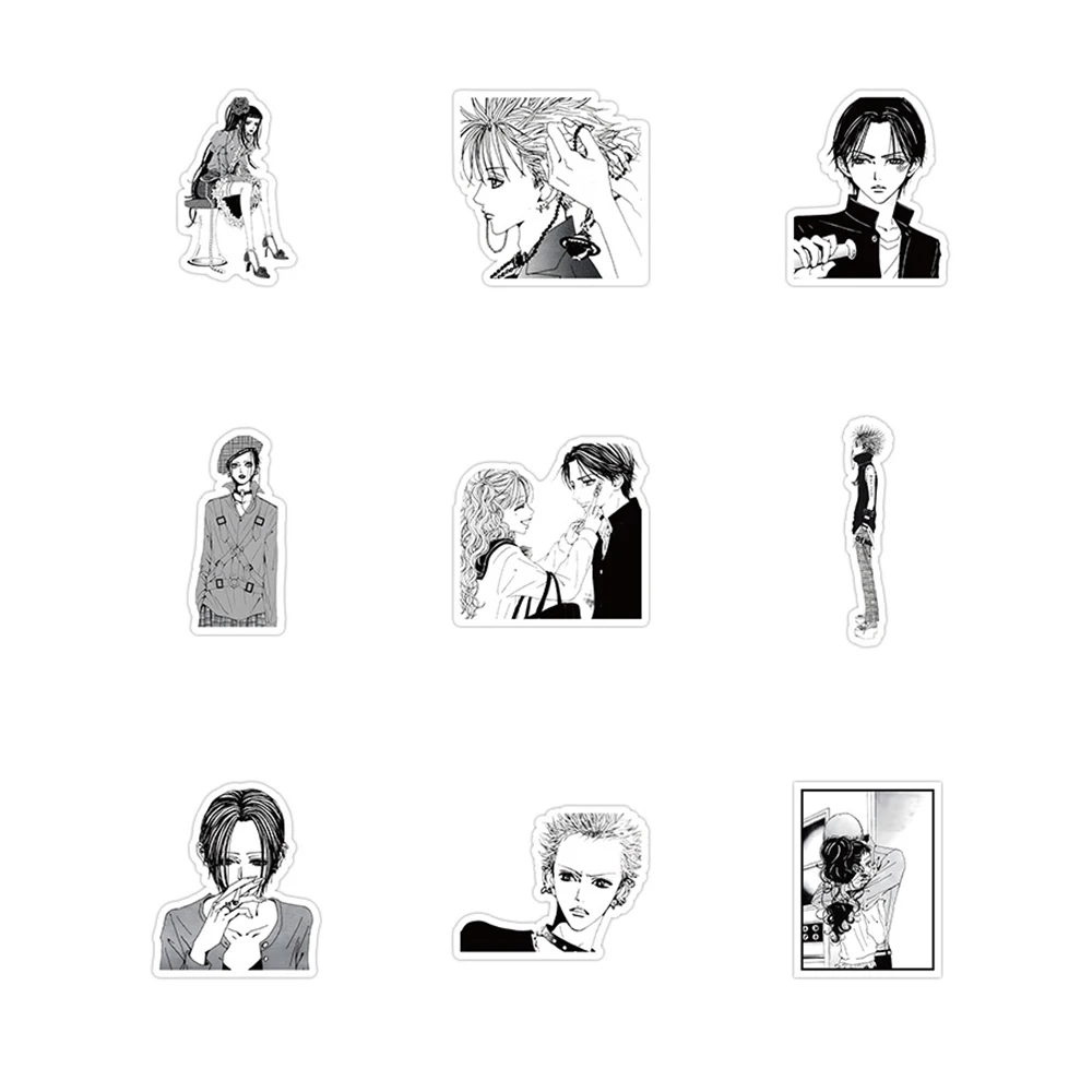 10/30/60PCS Black White Japanese Anime NANA Stickers Cartoon Decals Graffiti Suitcase Laptop Phone Stationery Cool Sticker Packs