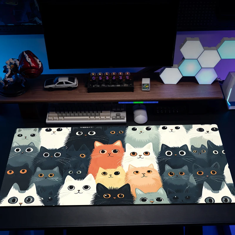 Diy gato oversized luxo gaming mousepad jogos de computador teclado mecânico borracha antiderrapante mesa-pad esports jogadores preferidos