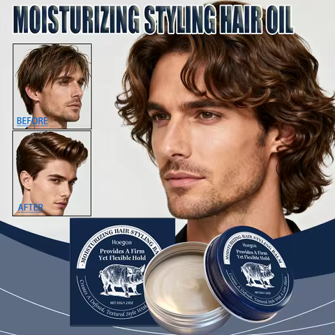 Hair Styling Pomade Mineral Oil White Beeswax Low Shine Strong Hold Non-Greasy Nourishing Smooth Frizz Control Matte Finish