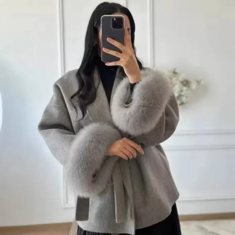 Foreign Trade Women' Clothing European and American Popular Autumn Fashion Versatile Multi-color Rough Edge Straps Woolen Jacket