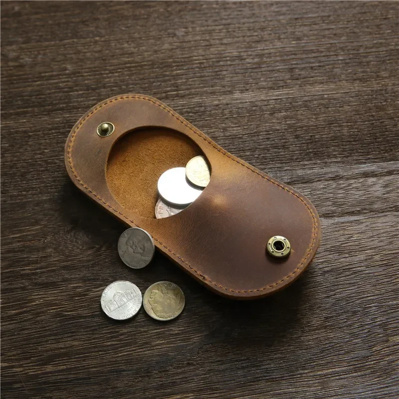 Women's Small Genuine Leather Coin Wallet Children Mini Purses Hasp Money Clip Clutch Hobo Bags Men Gift Pouch New Manual Craft