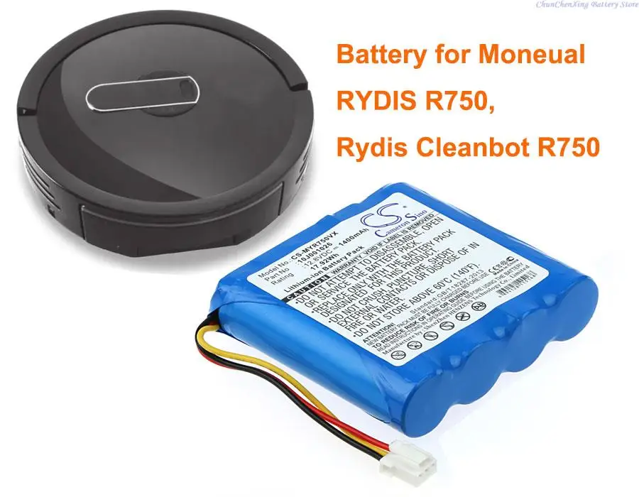 Cameron Sino 1400mAh Vacuum Battery for Moneual RYDIS R750, Rydis Cleanbot R750