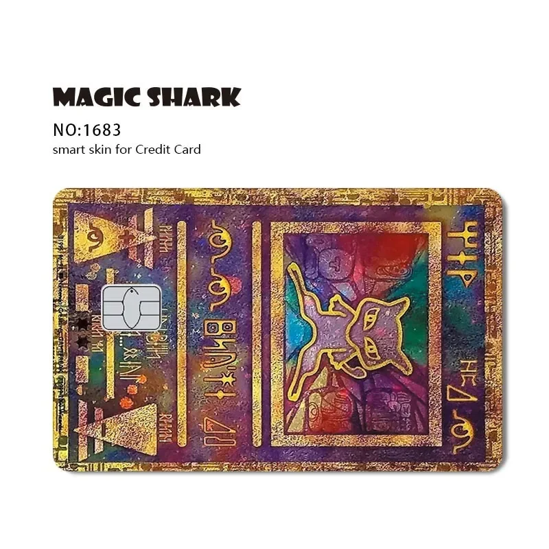 Magic Shlavabo-Couverture de peau de film autocollant en PVC, Pikachu, Charizard, pas de décoloration, carte de crédit, carte bancaire de débit, face avant