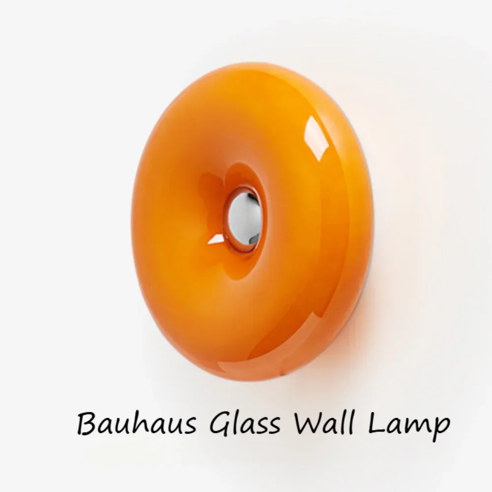 Nordic Orange Glass Wall Lamp Bauhaus Donut Usb Plug Wall Lights for Dining Room Bedroom Aisle Touch Switch Led Table Desk Lamp