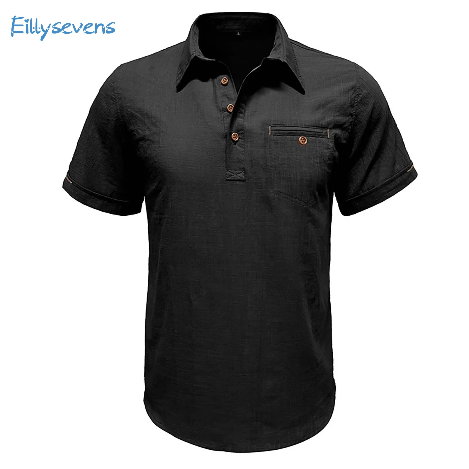 Men'S New Polo Shirts Causal Simple Classic Solid Color Short Sleeved Shirts With A Lapel Collar Summer Cotton Linen Tops