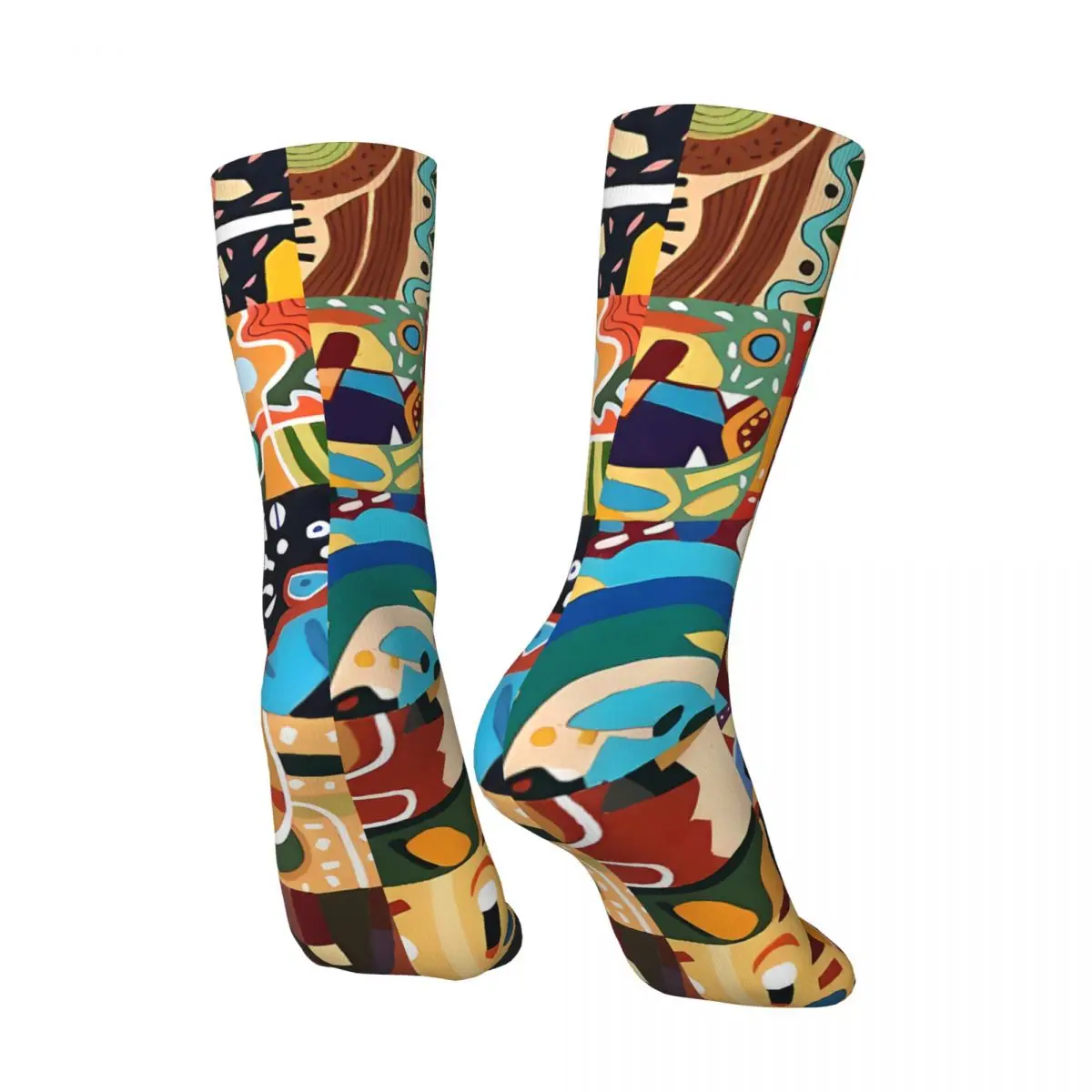 Funny Crazy Sock for Men Landscape Jigsaw Hip Hop Harajuku Jigsaw Puzzle Happy Pattern Printed Boys Crew Sock Casual Gift