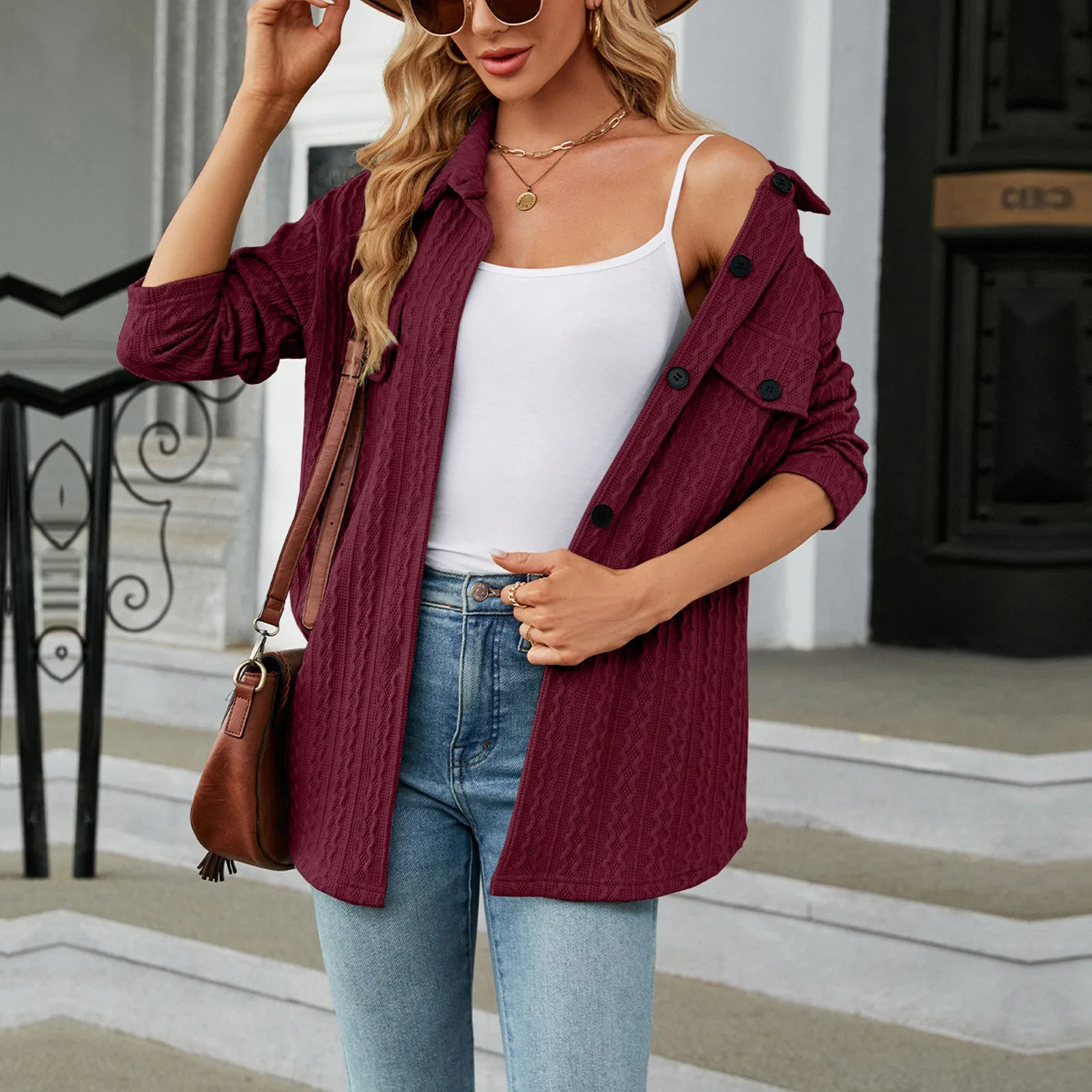 

Модная женская блузка женская одежда осень-зима рубашки с длинным рукавом коричневый элегантный топ на пуговицах для женщин Одежда Топы